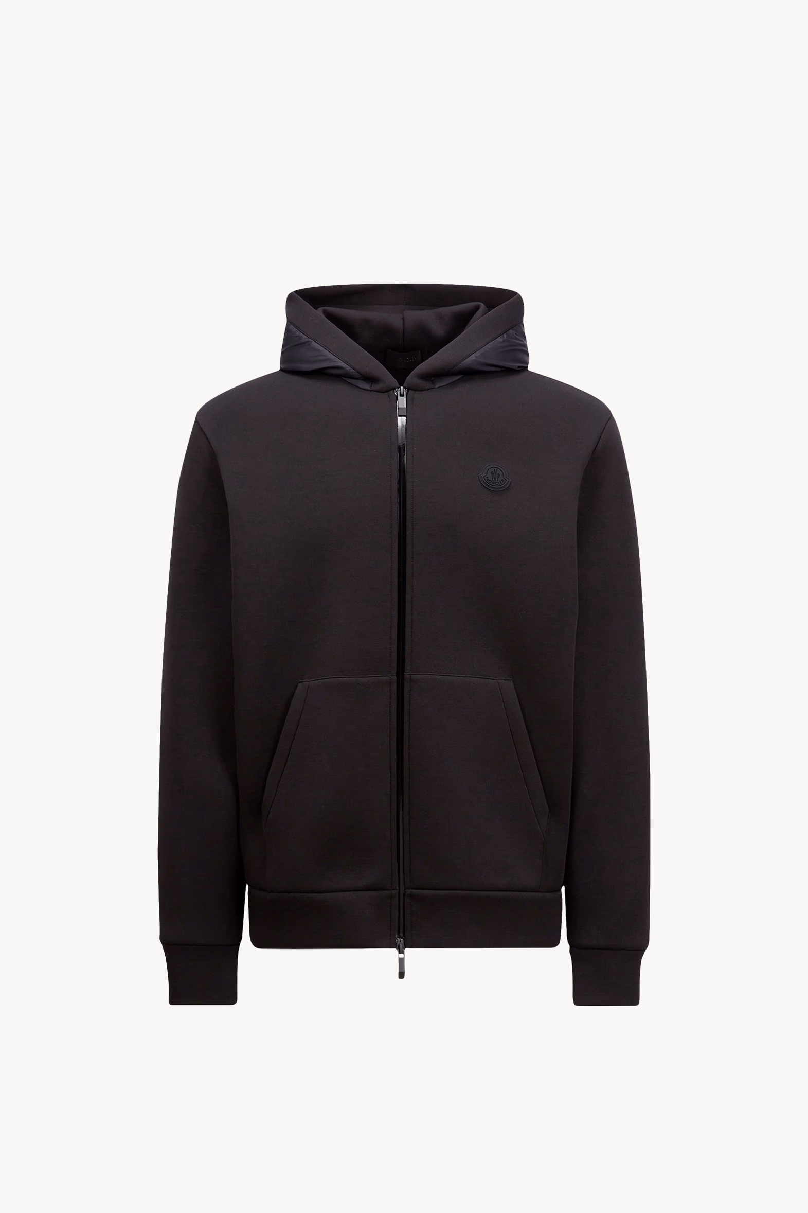 Cárdigan con capucha y cremallera de mezcla de algodón Hombre Negro Moncler 2